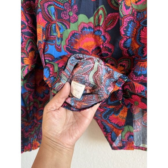 Sugarlips Raveena Midnight Malbec Ruffle Button Up Poplin Blouse Women’s Size XL - Picture 14 of 15